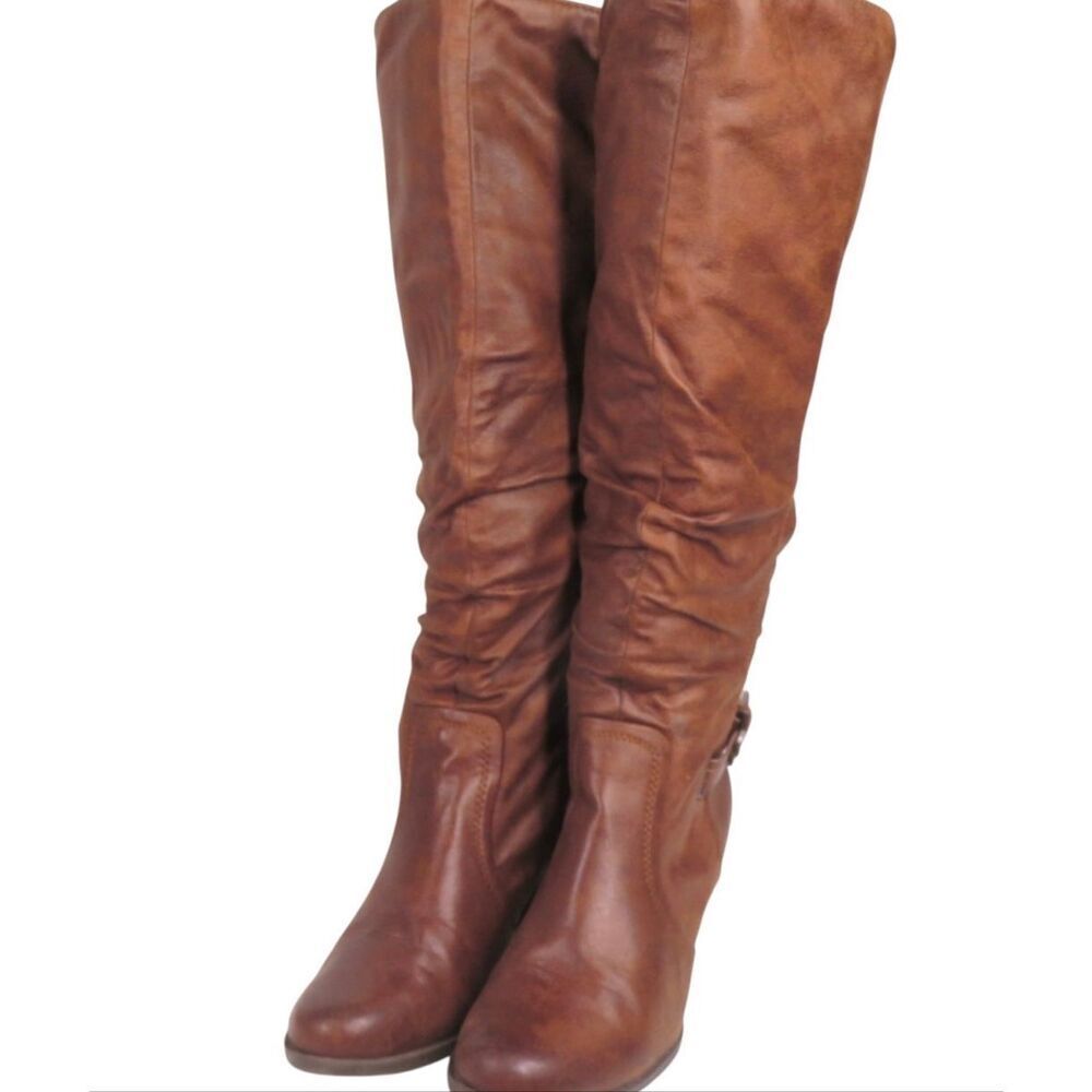 Baretraps Rosemary Tall Slouch Heeled Boots Round Toe Faux Leather Women 8 Brown - Picture 3 of 7